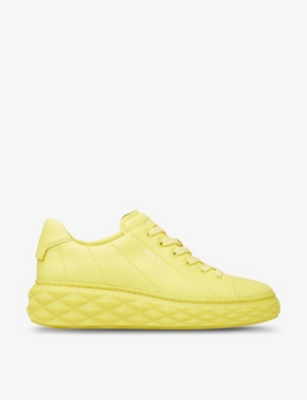 Jimmy Choo Diamond Light Maxi Branded Leather Low-top Trainers In V Soft Yellow