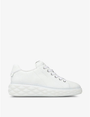 JIMMY CHOO: Diamond Light Maxi branded leather low-top trainers