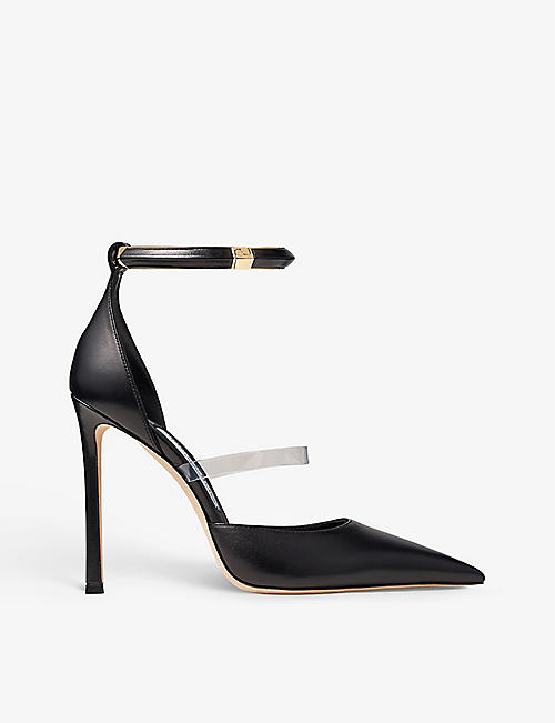 JIMMY CHOO: Dreece 100 pointed-toe leather heeled sandals