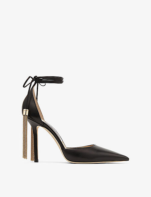 JIMMY CHOO: Eris 100 tassel-embellished leather heeled sandals