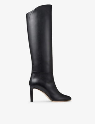 Jimmy Choo Alizze 85 Leather Knee-high Boots In Black