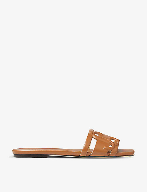 JIMMY CHOO: Laran square-toe leather sandals