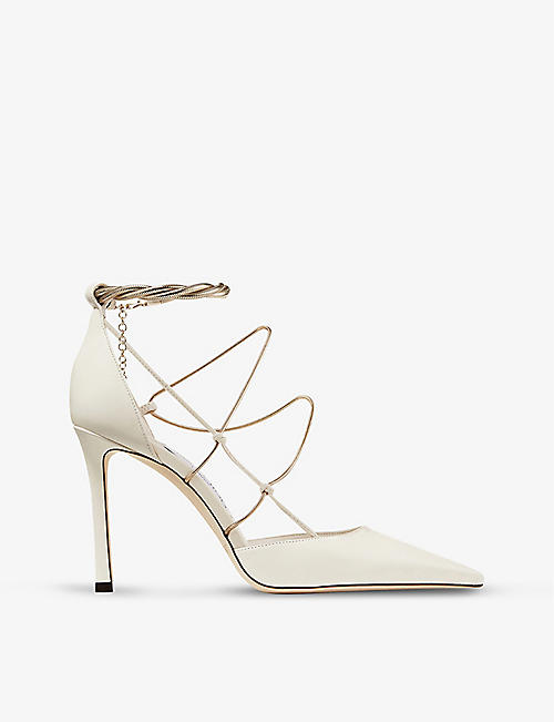 JIMMY CHOO: Olesia pointed-toe leather heels