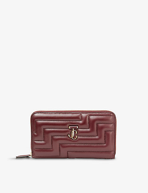 JIMMY CHOO: Pippa brand-plaque quilted-leather purse