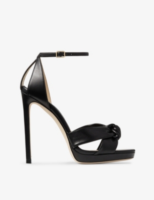 Jimmy Choo Rosie Knot Leather Ankle-strap Sandals In Black
