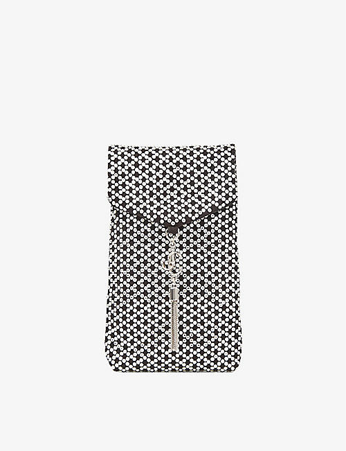 JIMMY CHOO: Crystal-embellished leather phone pouch