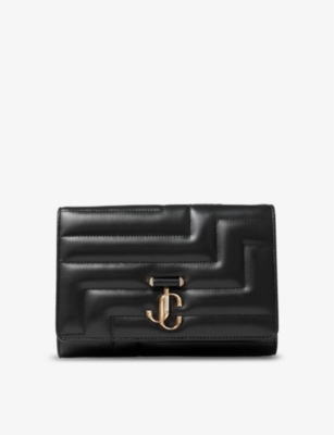 Shop Jimmy Choo Womens Black/light Gold Avenue Quilted Clutch Bag
