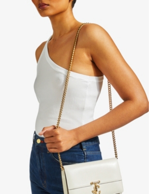 JIMMY CHOO: Avenue logo-embellished leather clutch