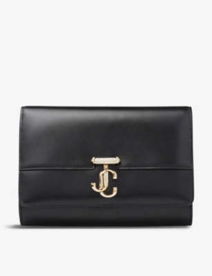 JIMMY CHOO: Avenue logo-embellished leather shoulder bag