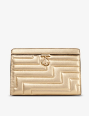 Jimmy Choo Varenne Avenue Pouch Bag In Gold/light Gold