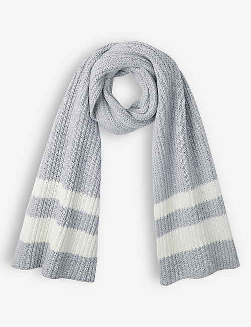 THE WHITE COMPANY: Colour-block knitted scarf