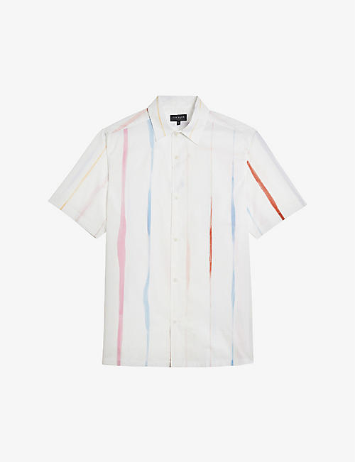 TED BAKER: Noma painted-stripe cotton shirt