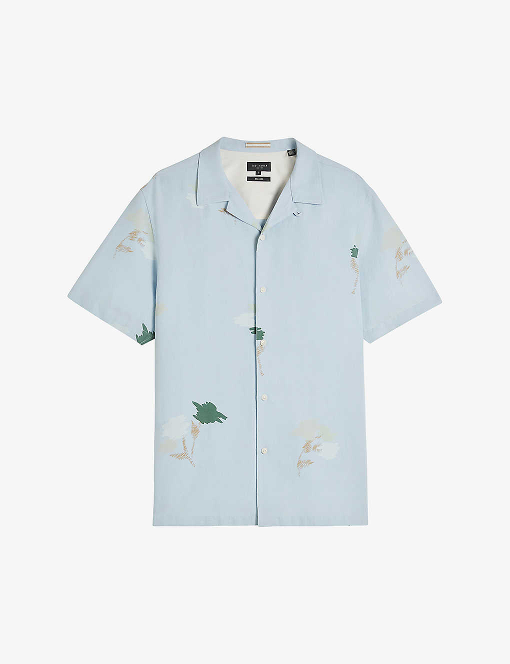 Ted Baker Mens Lt-blue Neele Floral-print Woven Shirt