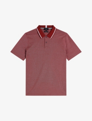 Ted Baker Mens Dk-red Arts Short-sleeved Cotton Polo Shirt In Plum/claret