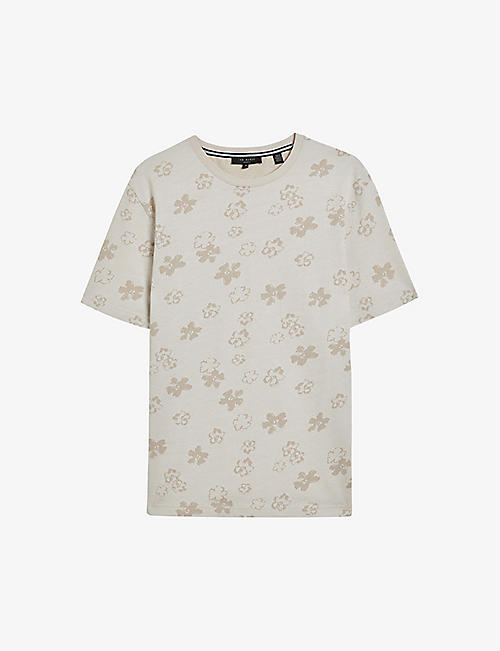 TED BAKER: Gower floral-jacquard cotton-jersey T-shirt