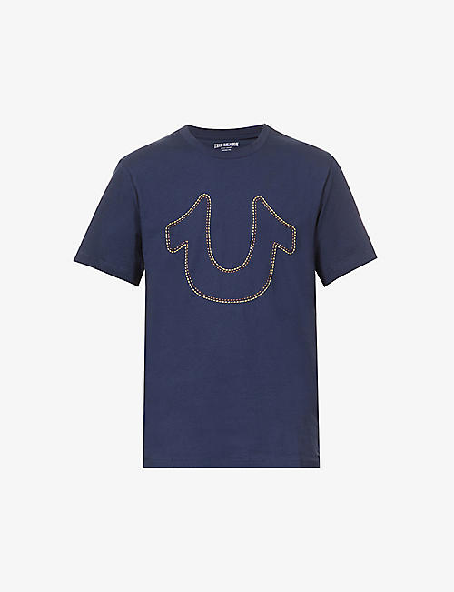 TRUE RELIGION: Horseshoe-embroidered regular-fit cotton-jersey T-shirt