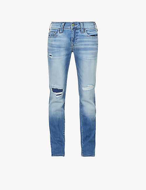 Jack distressed slim-leg recycled-cotton-blend stretch-denim jeans Selfridges & Co Men Clothing Jeans Skinny Jeans 