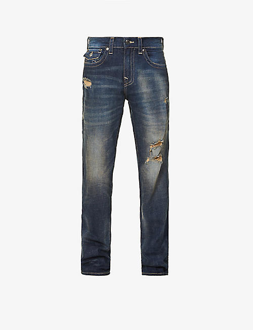 TRUE RELIGION: Ricky distressed relaxed-fit stretch-denim jeans
