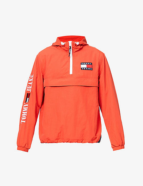 TOMMY JEANS: Logo embroidered lined shell hooded jacket