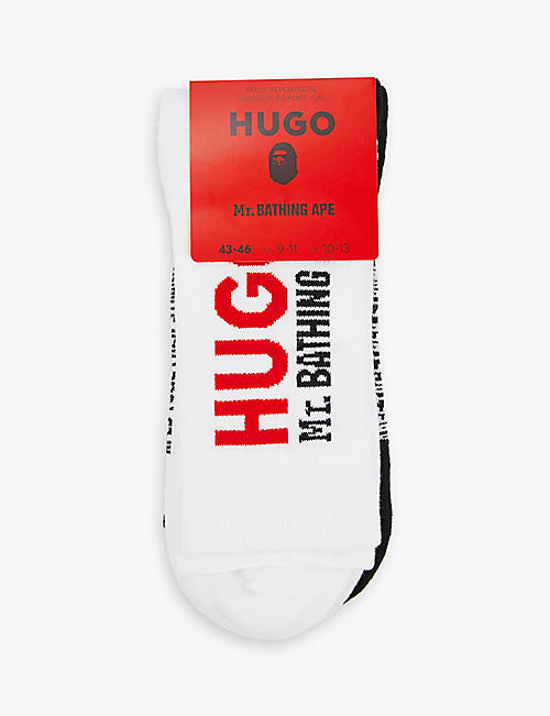 A BATHING APE: HUGO x Mr. Bathing Ape logo cotton-blend socks pack of two