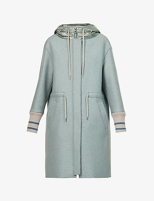 HERNO: Hooded boiled-marl wool coat