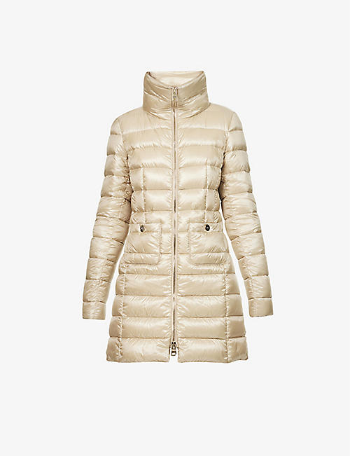 HERNO: Ultralight funnel-neck quilted shell coat