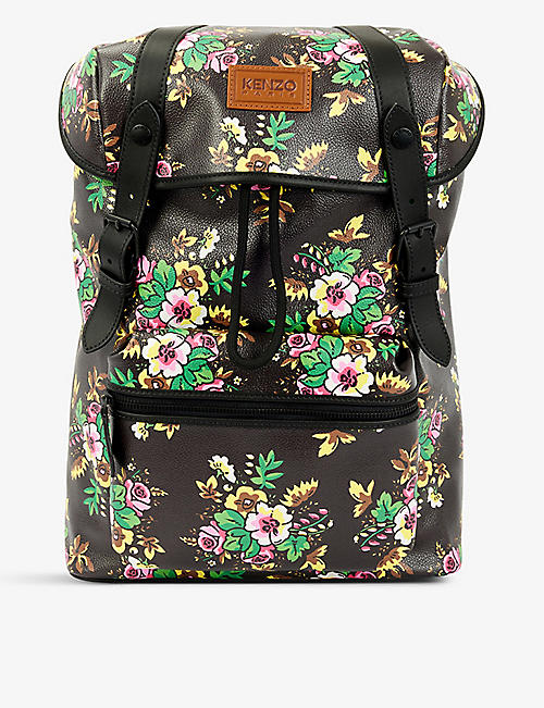 KENZO: Floral-print faux-leather backpack