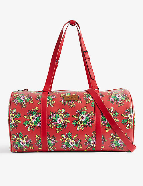 KENZO：花卉印花大号人造皮革手提旅行袋