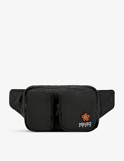 KENZO: Logo-crest woven belt bag