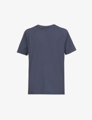 7 For All Mankind Luxe Performance Brand-tab Stretch-cotton T-shirt In Blue