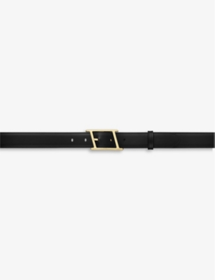 CARTIER MENS BLACK/BROWN TANK ASYMÉTRIQUE SLANTED-BUCKLE LEATHER BELT 57037562