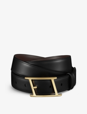 Cartier Mens  Tank Asymétrique Slanted-buckle Leather Belt In Black/brown