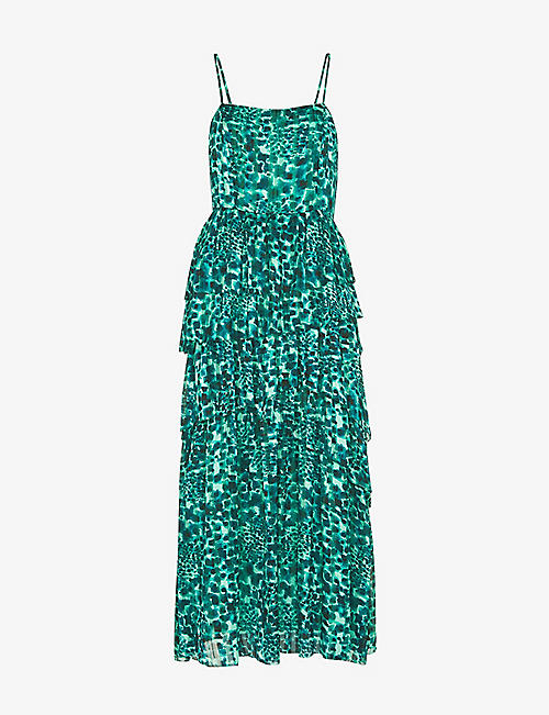WHISTLES: Wildcat-print recycled polyester-blend midi dress