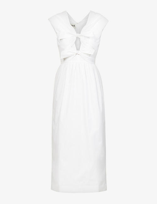 TOVE: Nina pleated bow-fastening organic-cotton midi dress