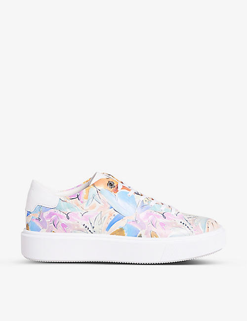 TED BAKER: Lorma floral-print leather low-top trainers