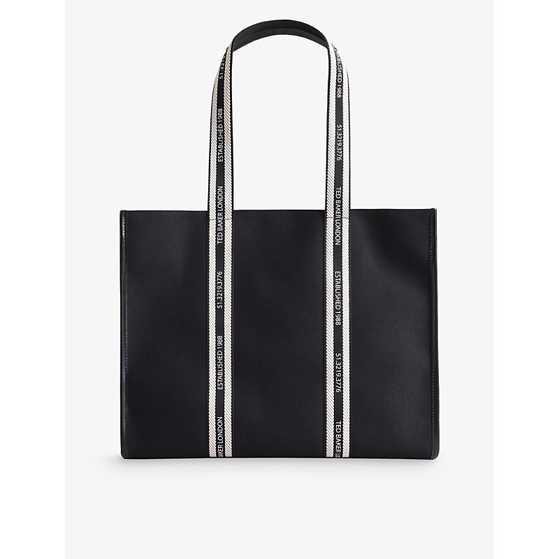 Ted Baker Womens Black Branded-strap Cotton-canvas Tote Bag | ModeSens