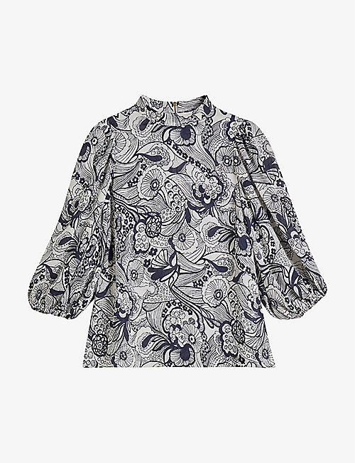 TED BAKER: Johsiie floral-print crepe blouse