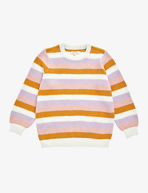 BARBOUR: Cassley stripe cotton-knitted jumper 6-15 years
