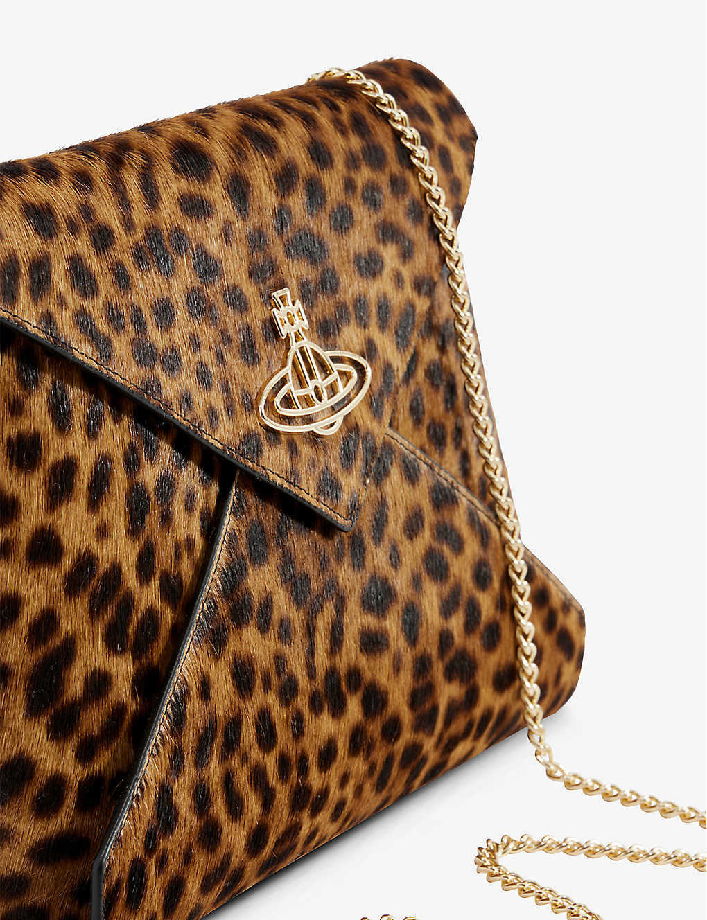 VIVIENNE WESTWOOD Orb-embellished chain-strap leather clutch