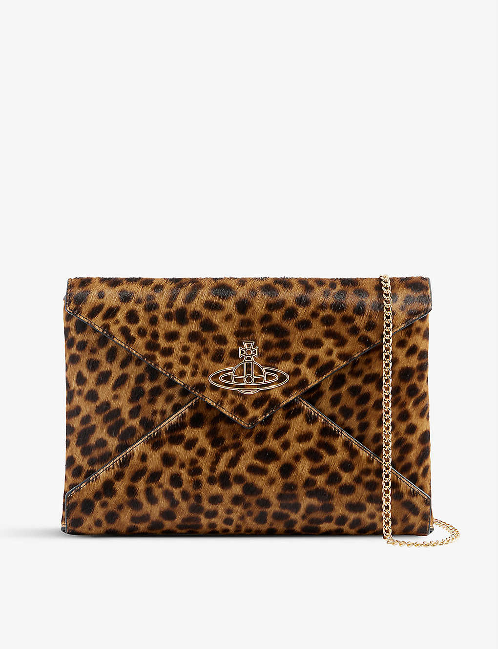 VIVIENNE WESTWOOD Orb-embellished chain-strap leather clutch