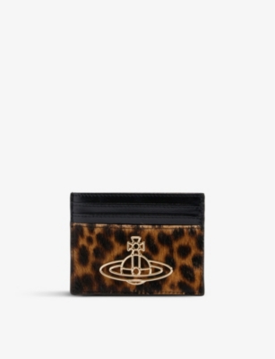 VIVIENNE WESTWOOD Orbembellished leopardprint leather card holder