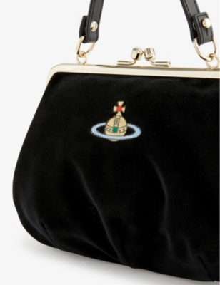 Vivienne Westwood Granny Frame Cottonblend Crossbody Bag In Black