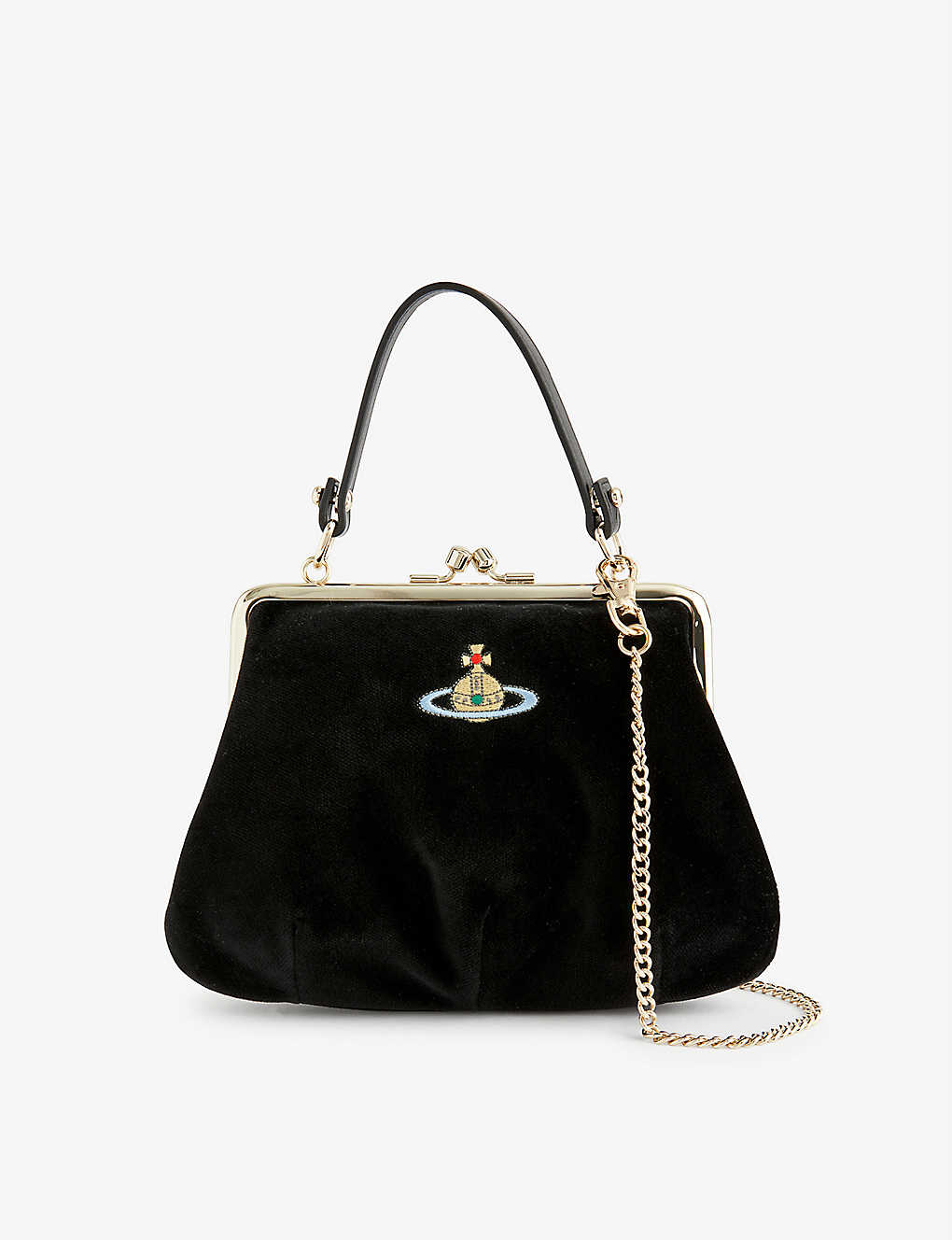 Vivienne Westwood Granny Frame Cotton-blend Cross-body Bag In Black