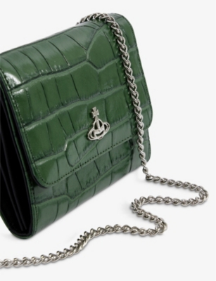 VIVIENNE WESTWOOD Croc-embossed cross-body leather wallet on-chain