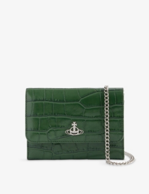 VIVIENNE WESTWOOD Croc-embossed cross-body leather wallet on-chain