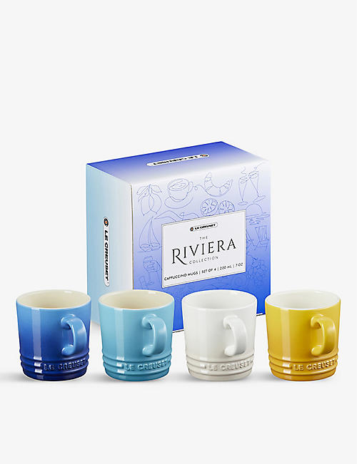 LE CREUSET: Riviera glazed stoneware cappuccino mugs set of four