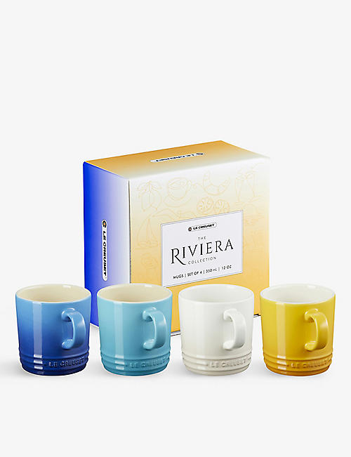 LE CREUSET: Riviera glazed stoneware mugs set of four