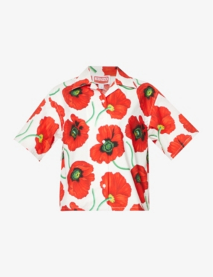 KENZO Poppy Floral-Print Cotton-Canvas Overshirt for Men in 2023