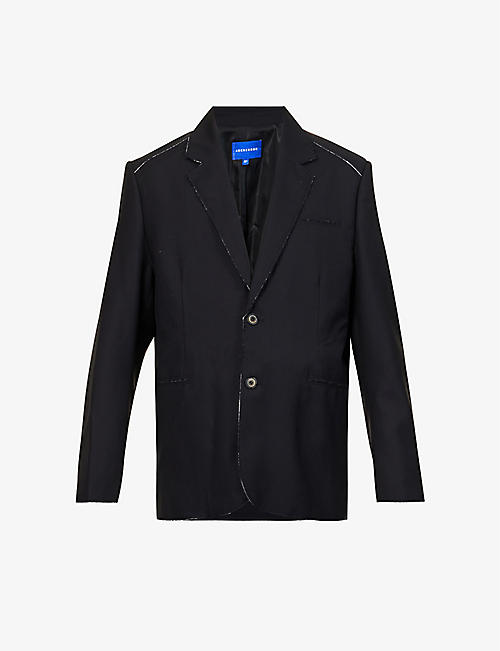 ADER ERROR: Distressed single-breasted relaxed-fit woven jacket
