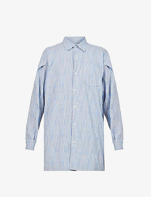 ADER ERROR: Striped-print dropped-shoulder relaxed-fit woven shirt